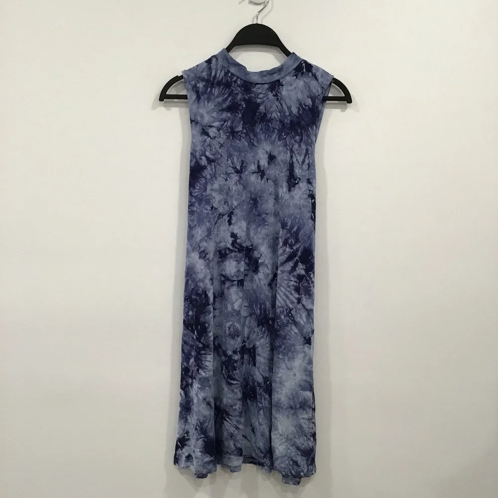 Justice‎ Girls Dress Tie Dye Size 20 Plus Blue Sleeveless Stretch Boho Mock Neck